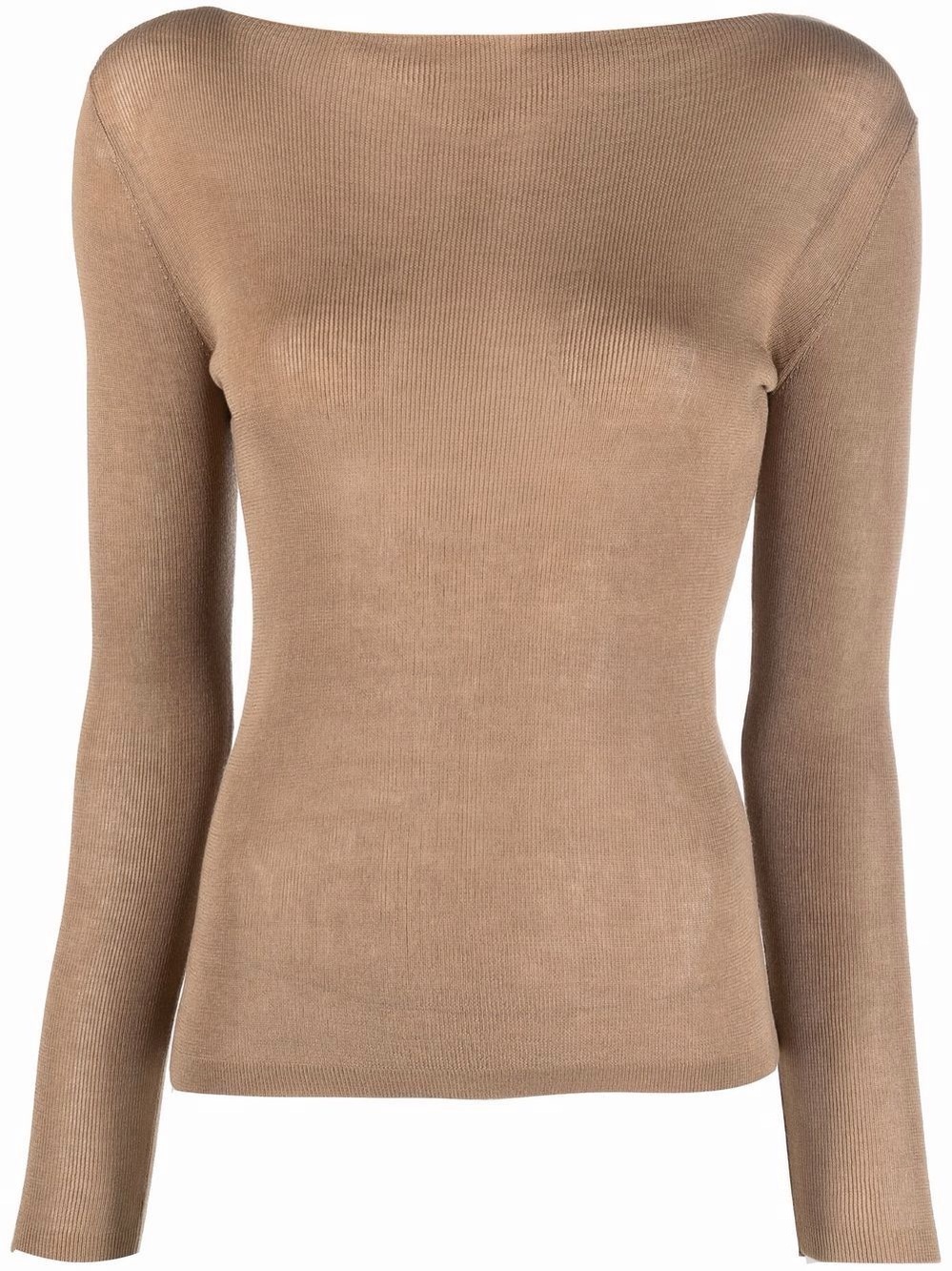 St. Agni 100% Tencel Boat Neck Long-Sleeve Top Tan Size Medium $540